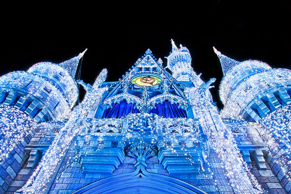 Walt Disney World ResortMagic KingdomChristmas on Main Street, USAHere's a photo looking up at the Dream Lights on Cinderella Castle during Christmas at Walt Disney World. Such a beautiful sight!For more photos and information about Christmas at Walt Disney World, check out my Walt Disney World Ultimate Christmas Guide